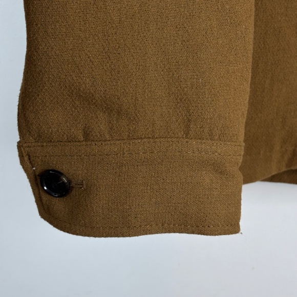 H&M Wool Shirt Jacket Mens S Double Pockets Camel Brown Minimalist Shacket Coat - Picture 6 of 13